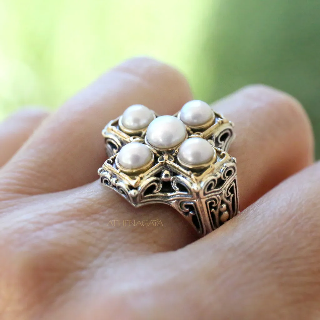 Pearl Eastern Cross Ring