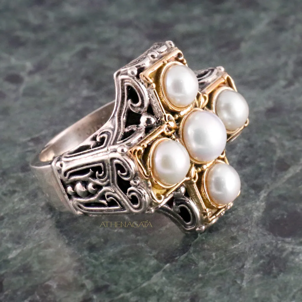 Pearl Eastern Cross Ring