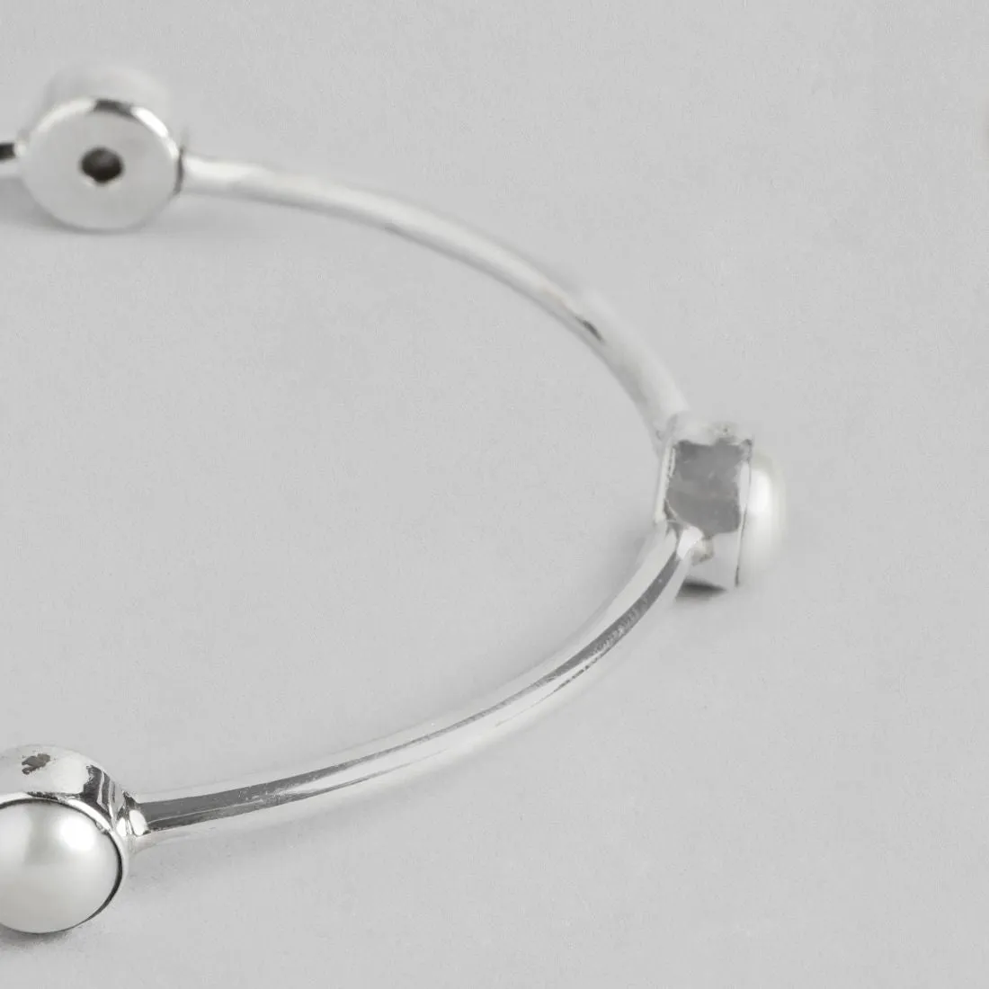 Pearl Rhodium Plated 925 Sterling Silver Bangle