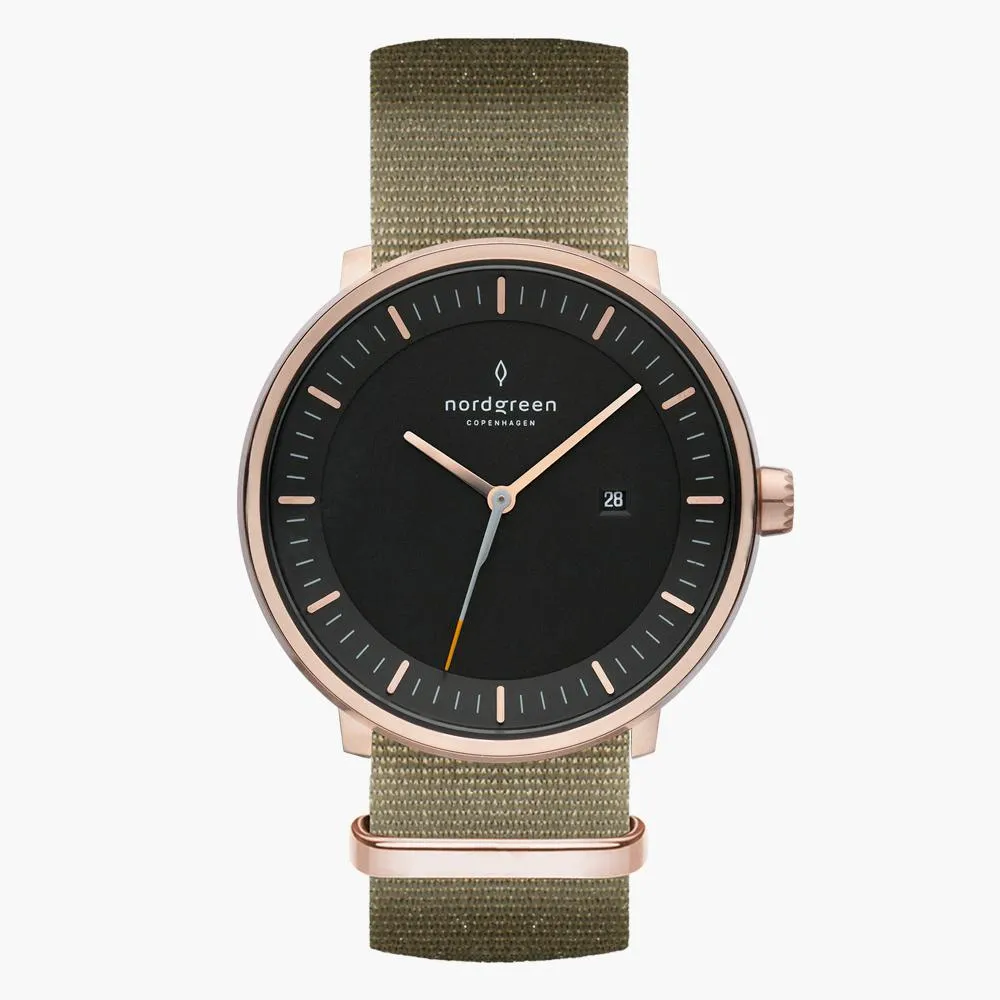 Philosopher | Black Dial - Olive Green Nylon