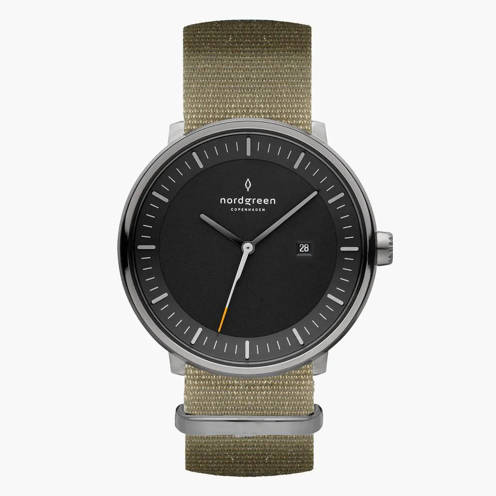 Philosopher | Black Dial - Olive Green Nylon