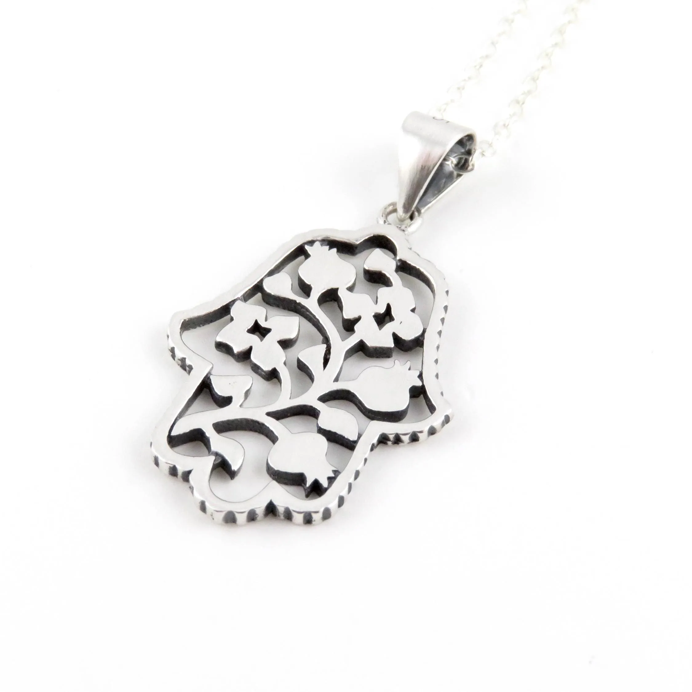 Pomegranate Vine Hamsa Necklace