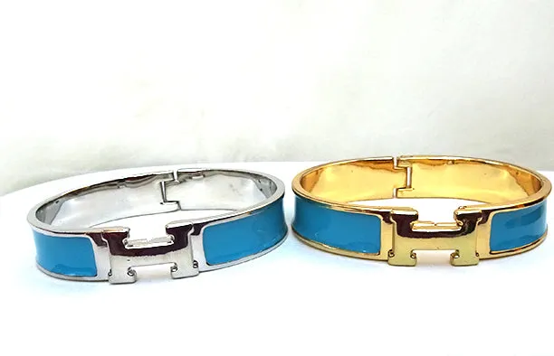Popular Gold Silver H New Design Trendy Shades of Blue Ladies Bangle Gift