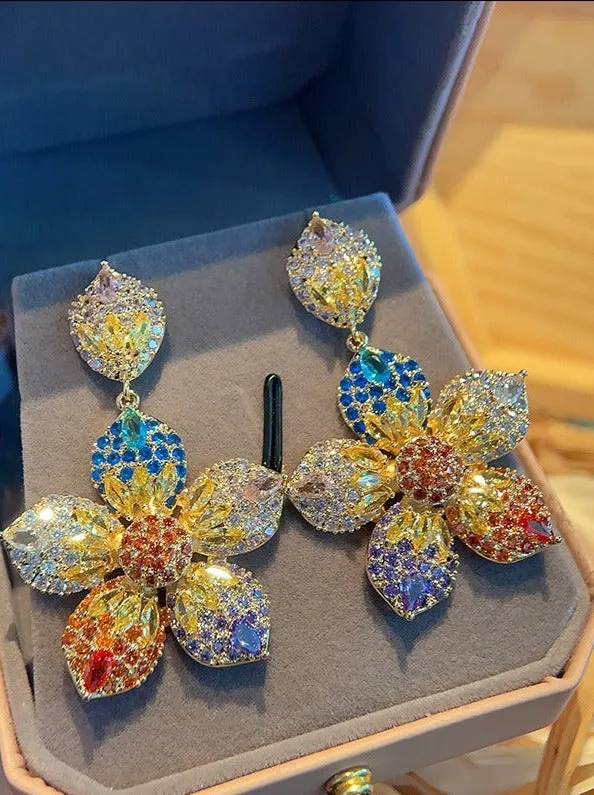 Pre Order:  Flower Zirconia Dangling Earrings