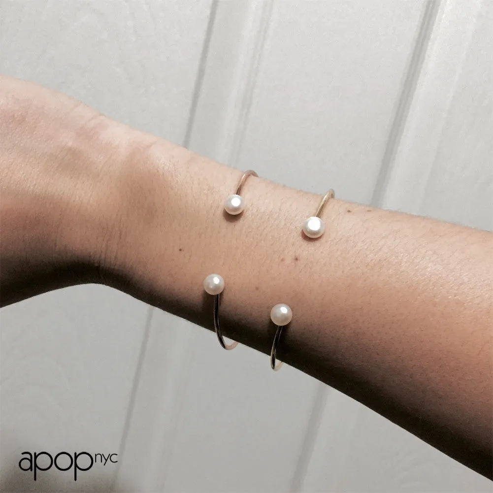 "Buttons" Double Pearl Cuff Bracelet Gold-Dipped