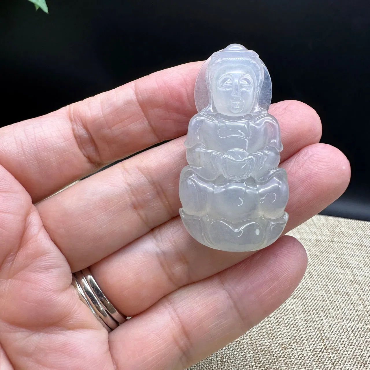 "Goddess of Compassion" Genuine Burmese Jadeite Jade Guanyin Necklace