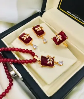 Rawayat Zircon Mala Set (Maroon)