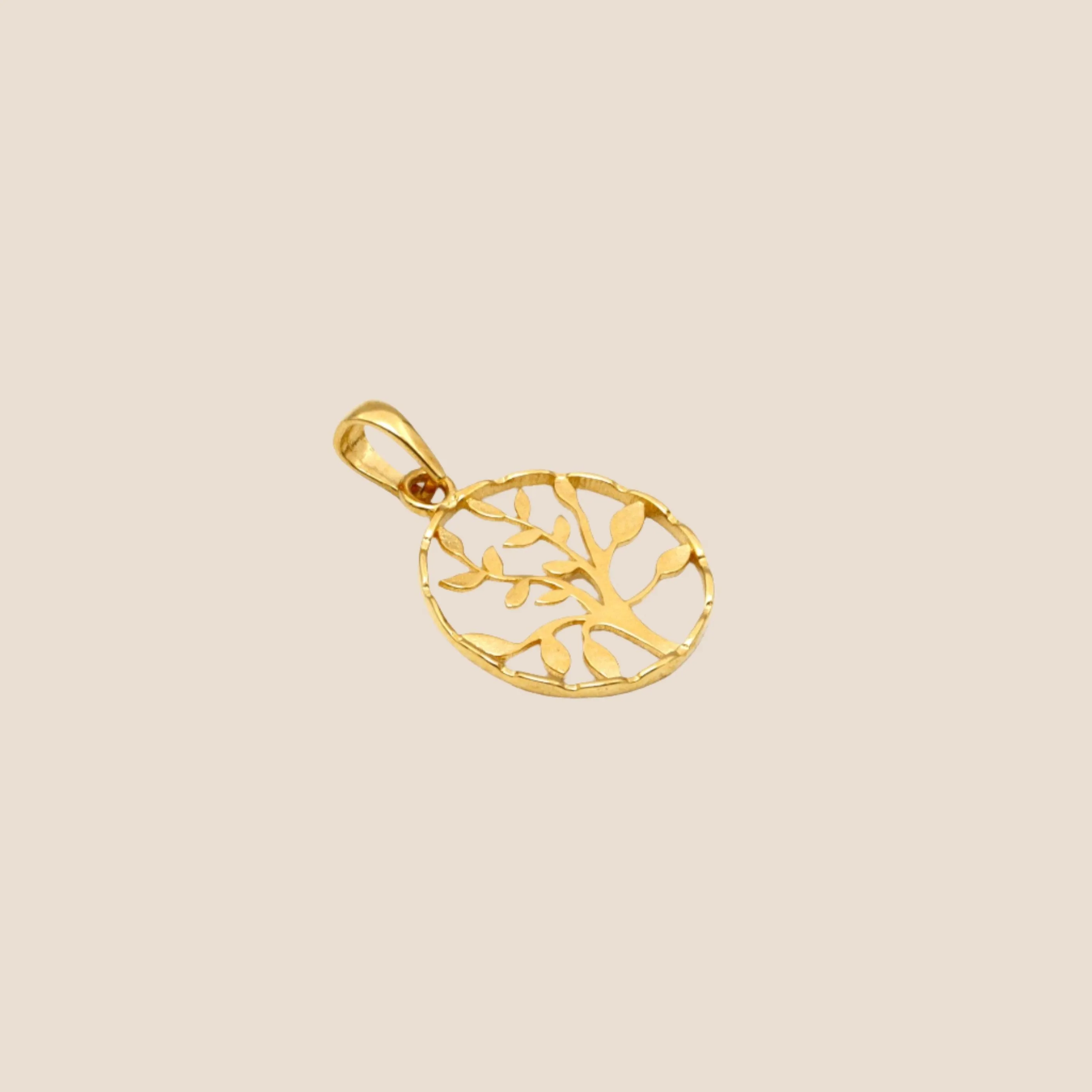 Real Gold Round Tree Design Pendant 0253 P 1942