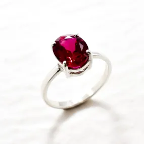 Red Ruby Ring - Red Engagement Ring - Dainty Promise Ring