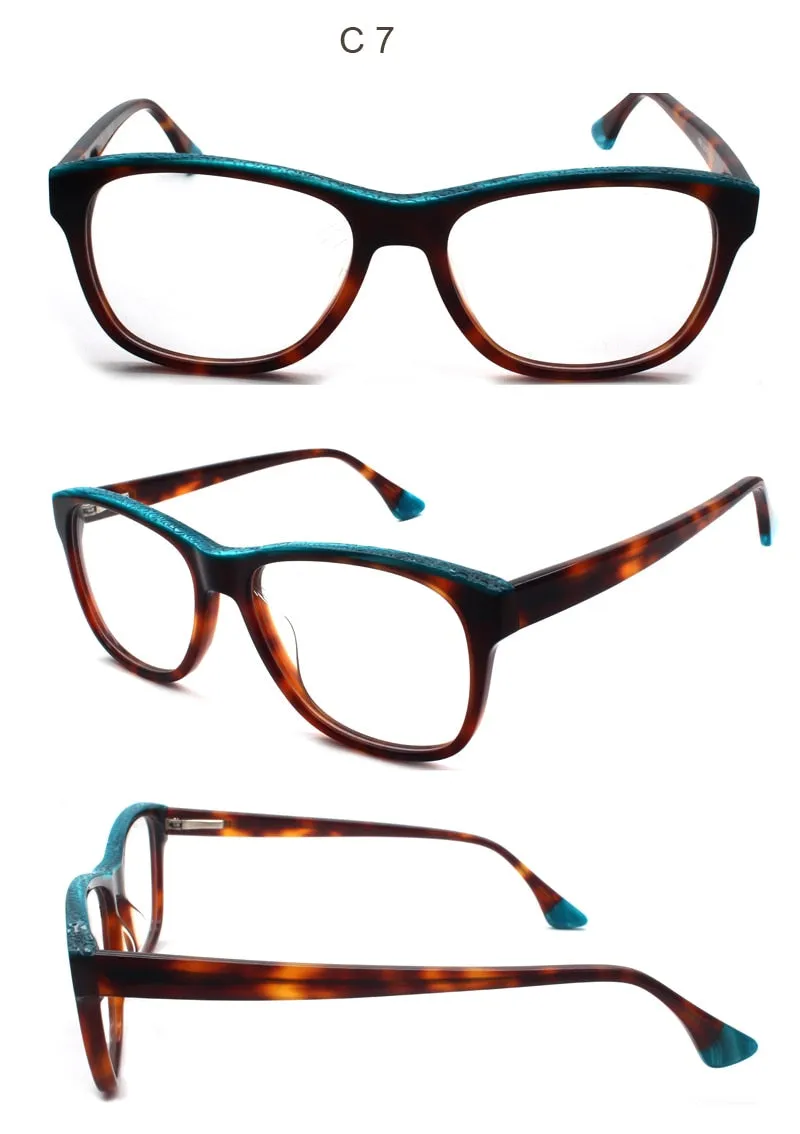 Reven Jate Unisex Full Rim Square Acetate Eyeglasses 8040