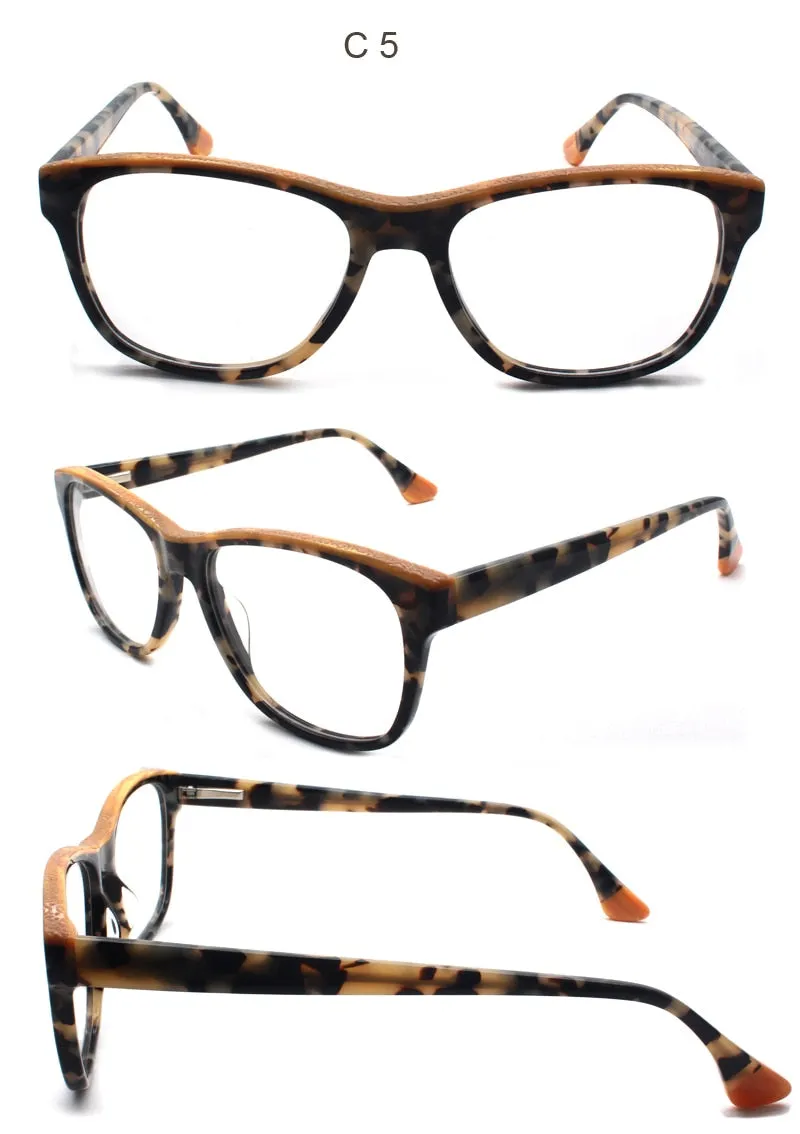 Reven Jate Unisex Full Rim Square Acetate Eyeglasses 8040