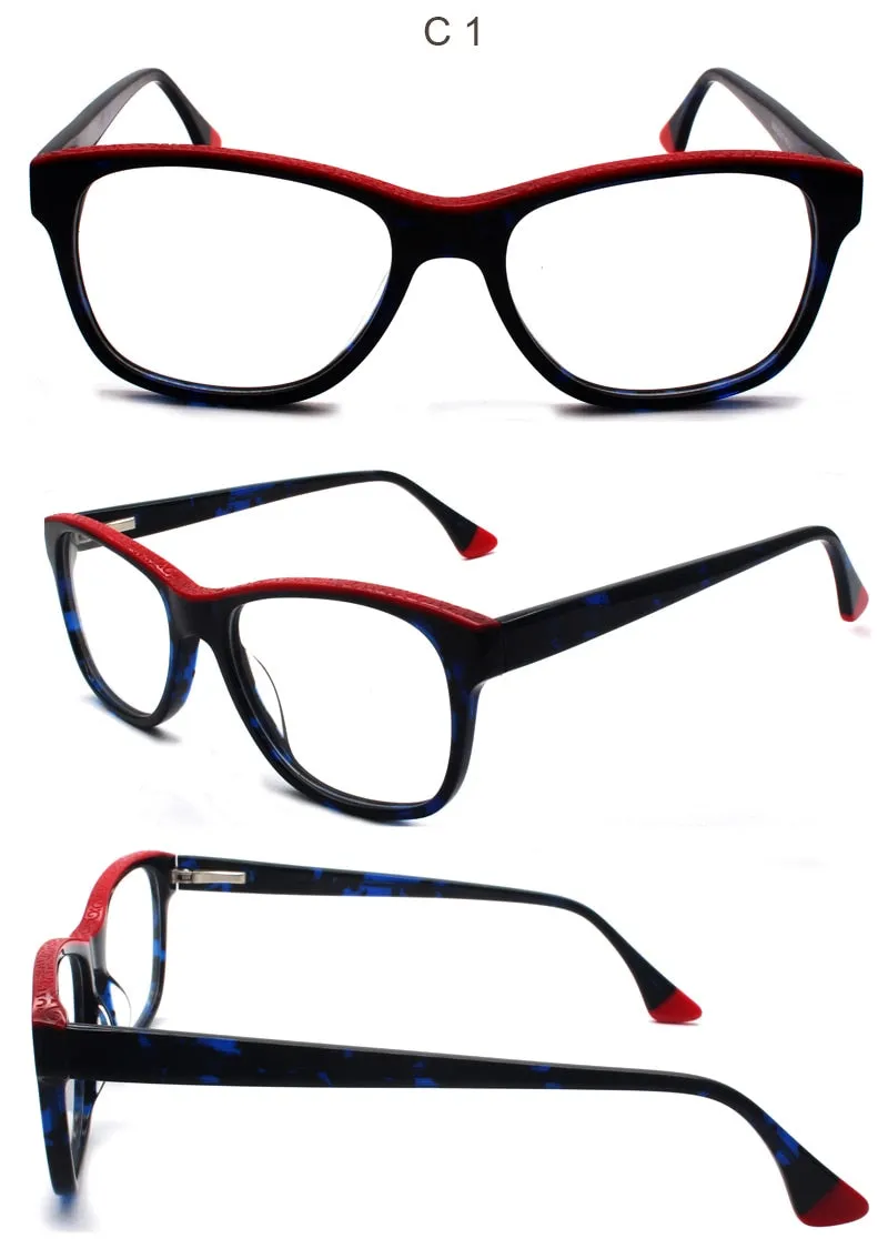 Reven Jate Unisex Full Rim Square Acetate Eyeglasses 8040