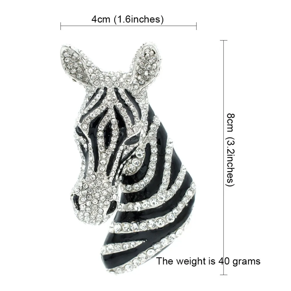 Rhinestone Crystals Zebra Head Brooch Pins  FA5065