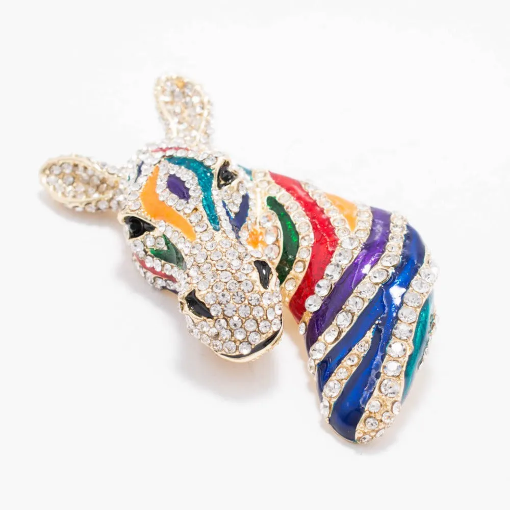 Rhinestone Crystals Zebra Head Brooch Pins  FA5065