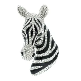Rhinestone Crystals Zebra Head Brooch Pins  FA5065