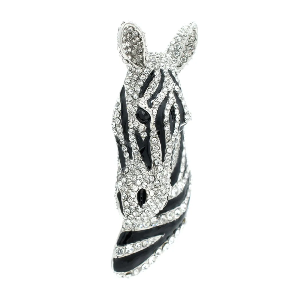 Rhinestone Crystals Zebra Head Brooch Pins  FA5065