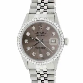 Rolex Datejust 36mm Steel Jubilee Watch with Dark Gray Dial &amp; Diamond Bezel TFJ-142508058