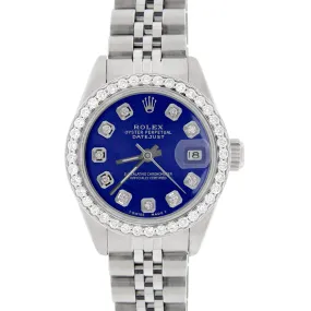 Rolex Datejust Ladies 26mm Diamond Bezel/Royal Blue Dial Jubilee Steel Watch TFJ-142508053
