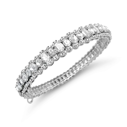 Rose Cut Oval Diamond Bangle Bracelet
