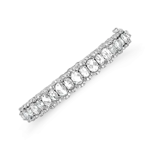 Rose Cut Oval Diamond Bangle Bracelet