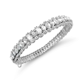 Rose Cut Oval Diamond Bangle Bracelet