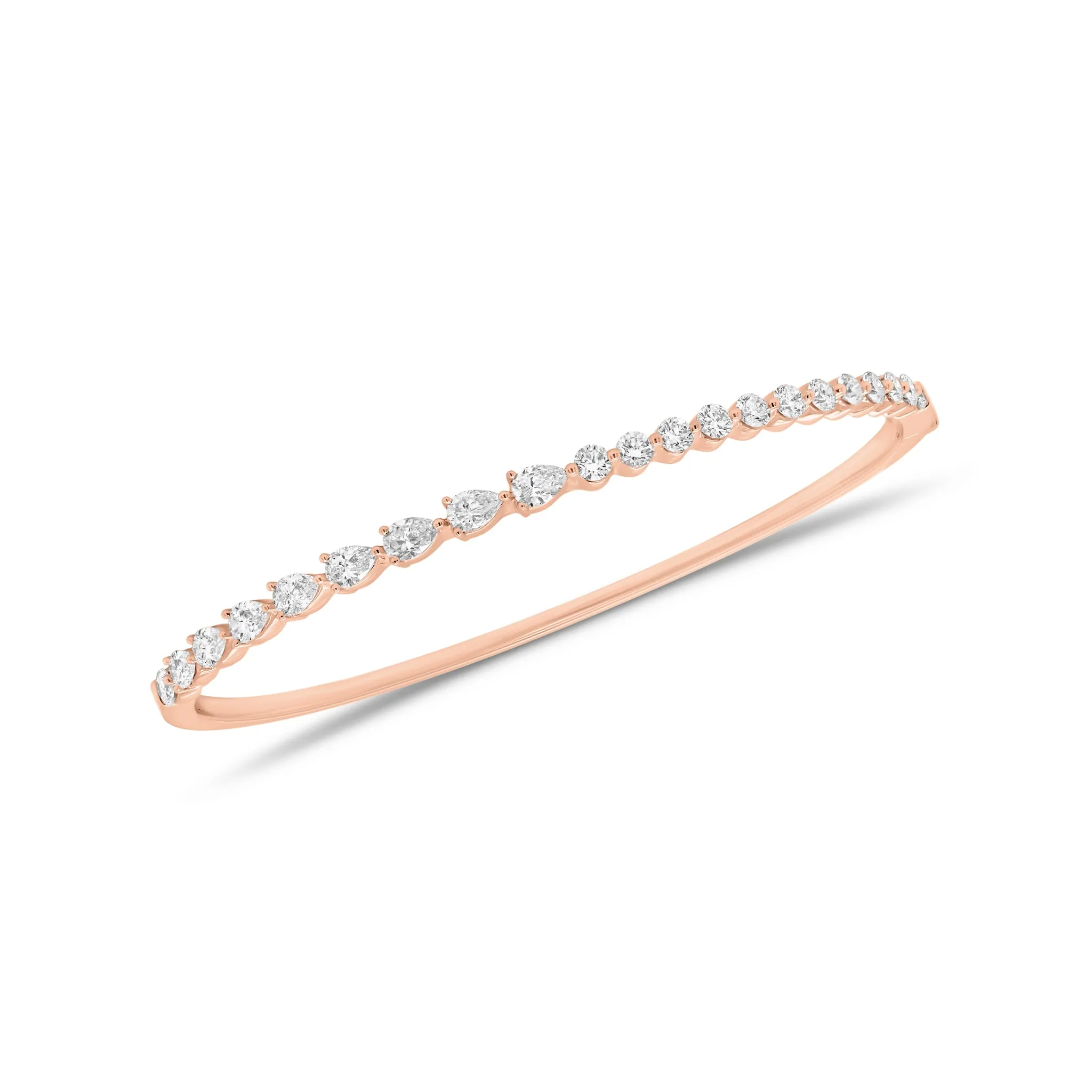 Round & Pear-Shaped Diamond Bangle Bracelet