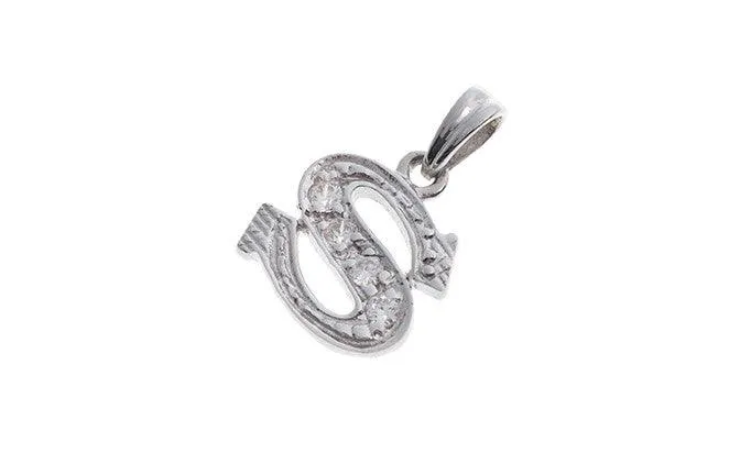 'S' Initial Pendant 18ct White Gold Cubic Zirconia (1.19g) P-5567