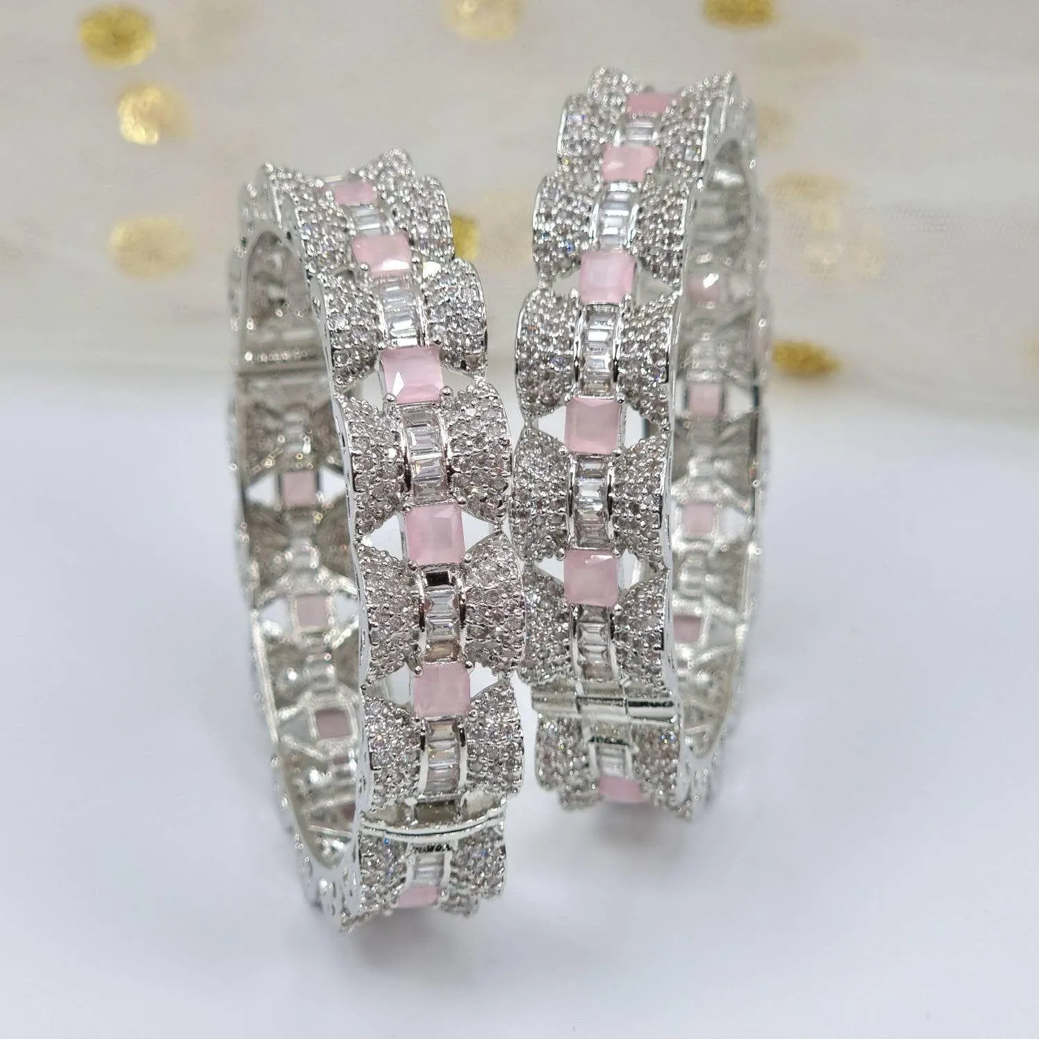 Selma - Openable Silver Pink Bangles