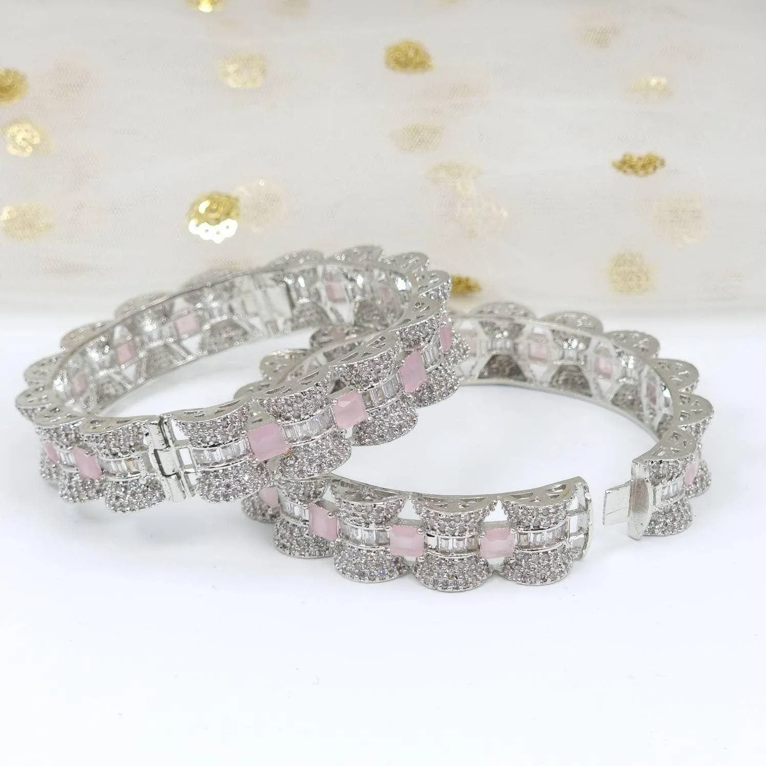 Selma - Openable Silver Pink Bangles