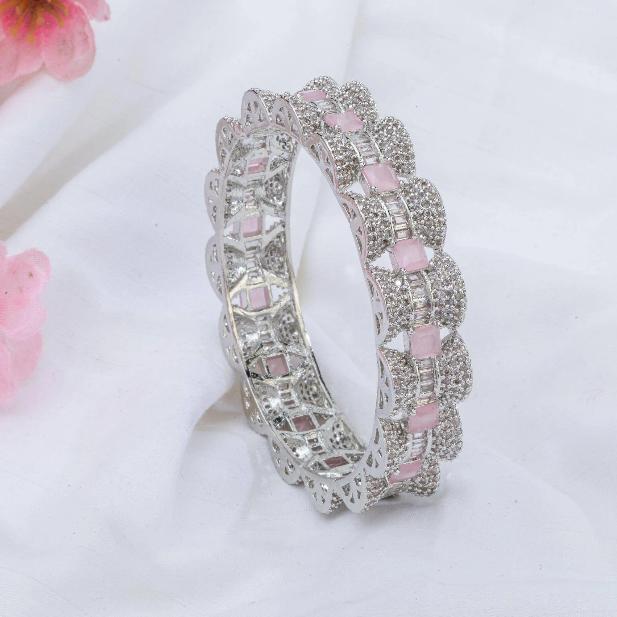 Selma - Openable Silver Pink Bangles