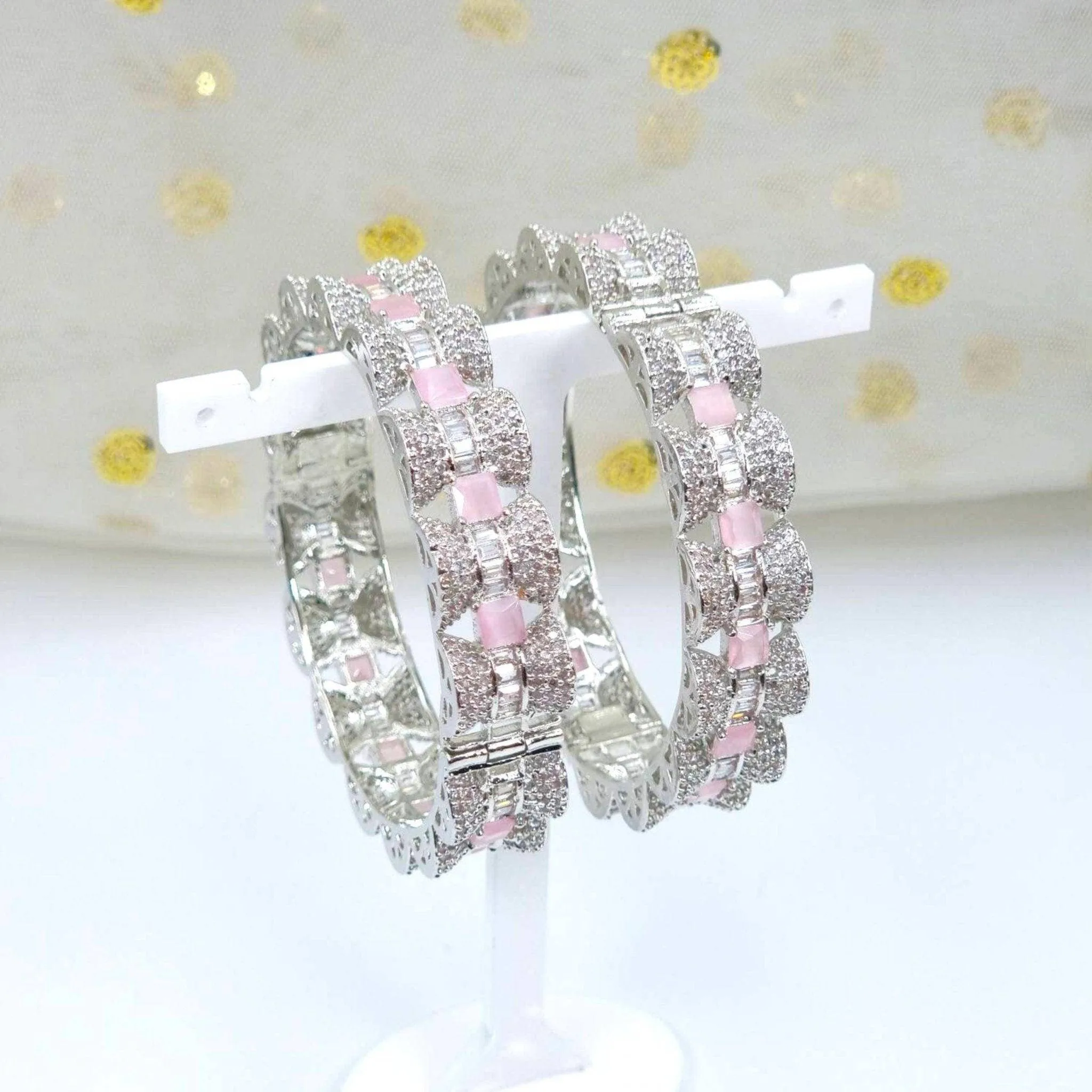 Selma - Openable Silver Pink Bangles