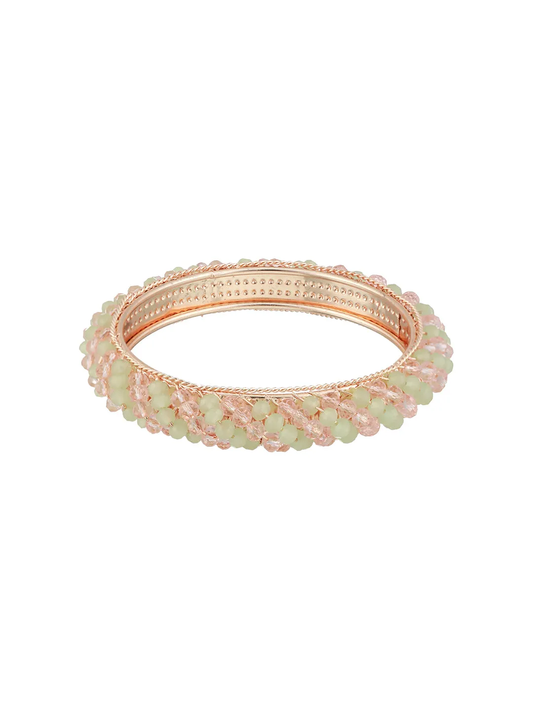 Set Of 2 Rose Gold Plated Crystal-Beaded Bangles
