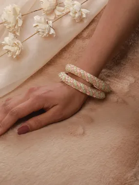 Set Of 2 Rose Gold Plated Crystal-Beaded Bangles