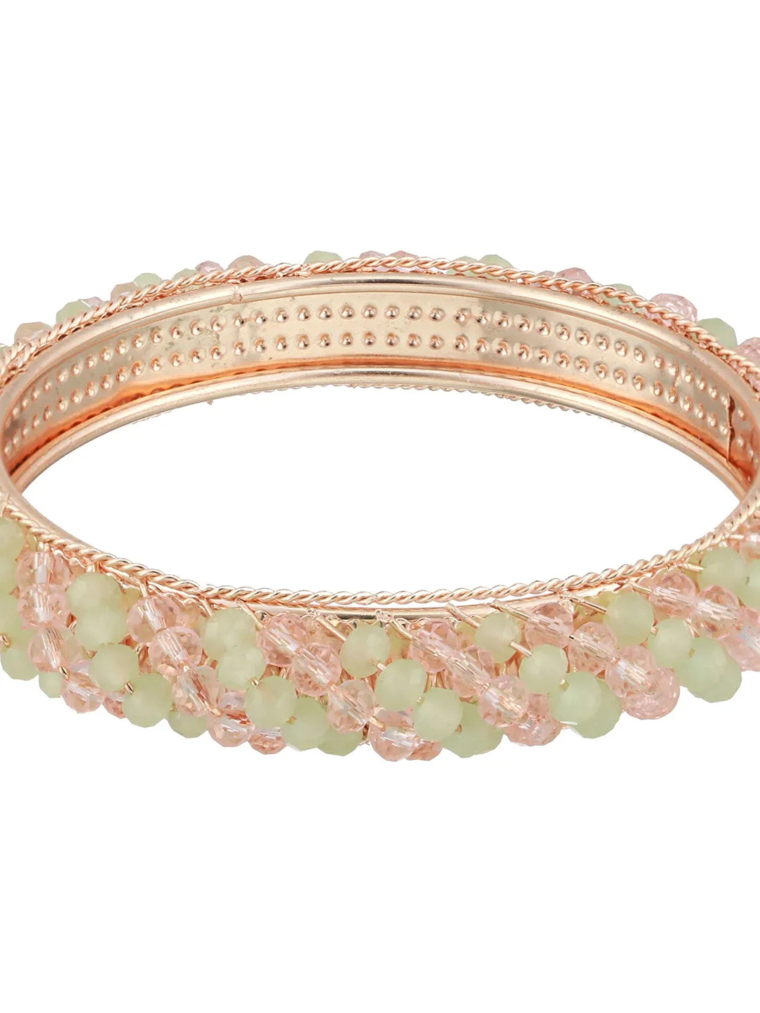 Set Of 2 Rose Gold Plated Crystal-Beaded Bangles