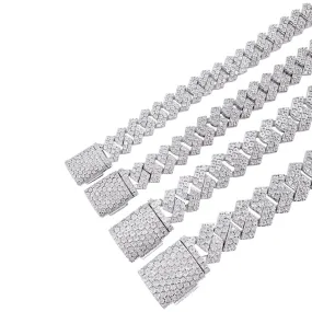 Sharp Cuban Miracle Set Real Diamond Bracelet .925 Sterling Silver | 4 Sizes