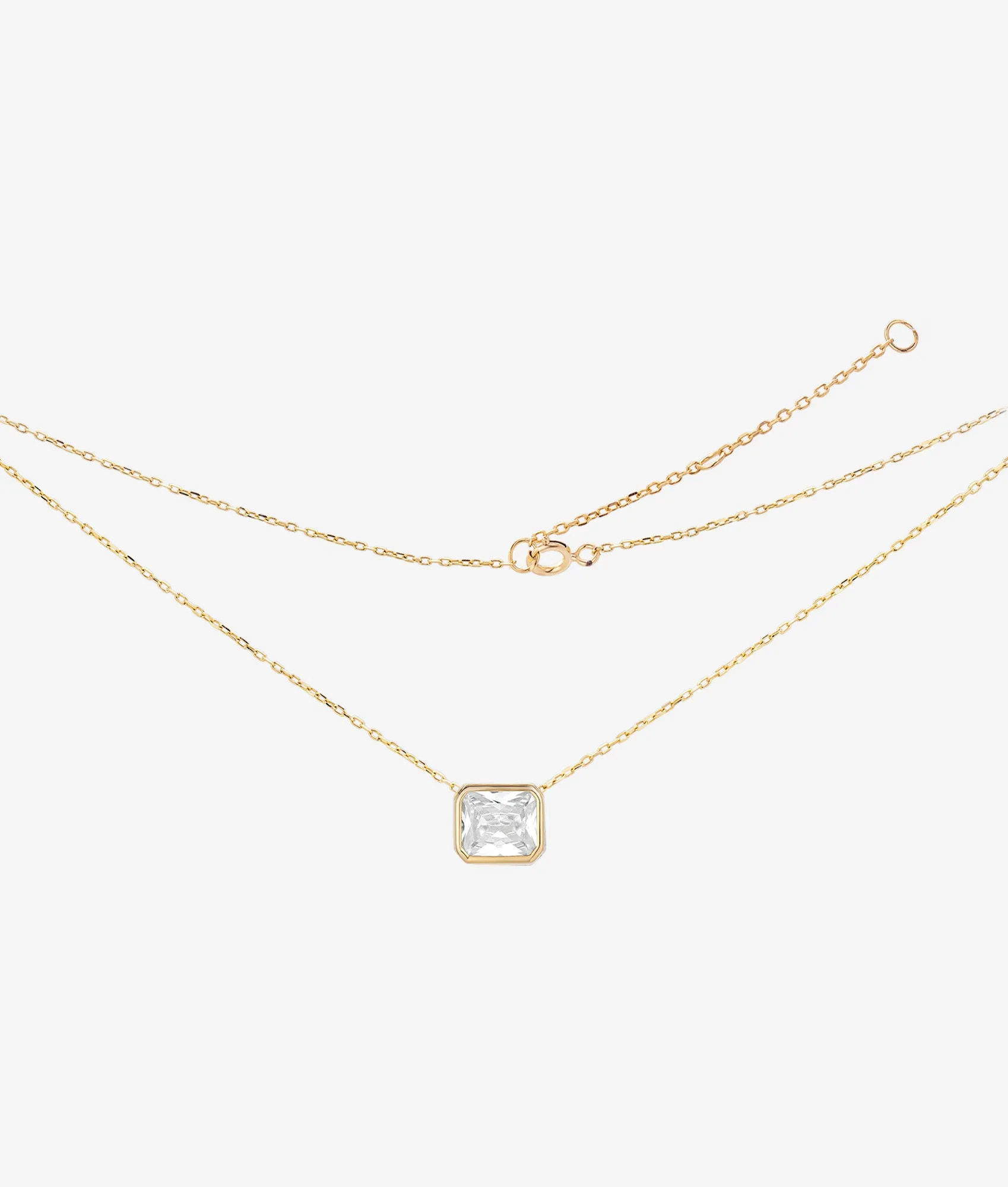 SHASHI Emerald Cut Bezel Necklace