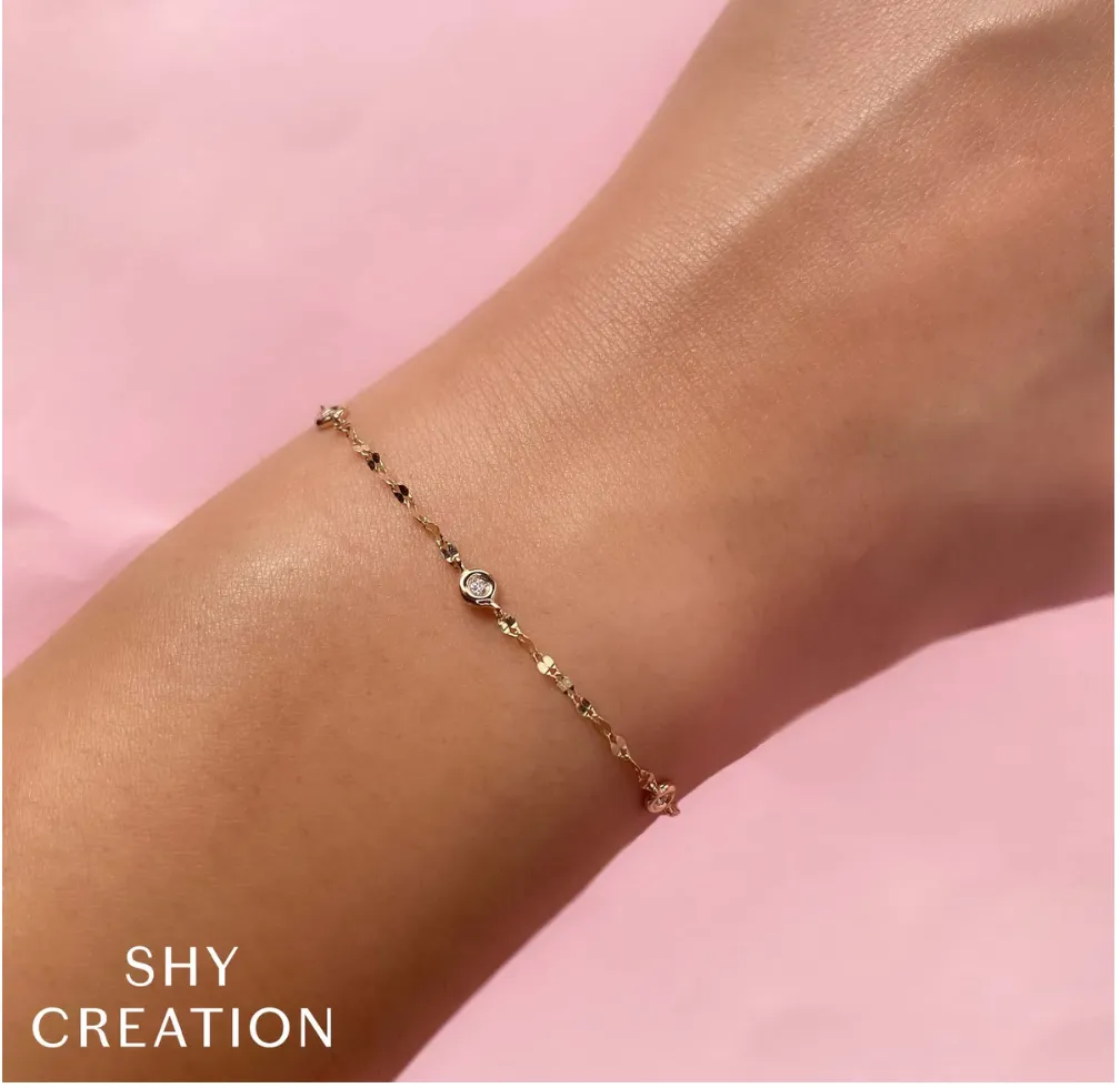 Shy Creation 5 Stone Diamond By The Yard Sparkle Chain Bracelet