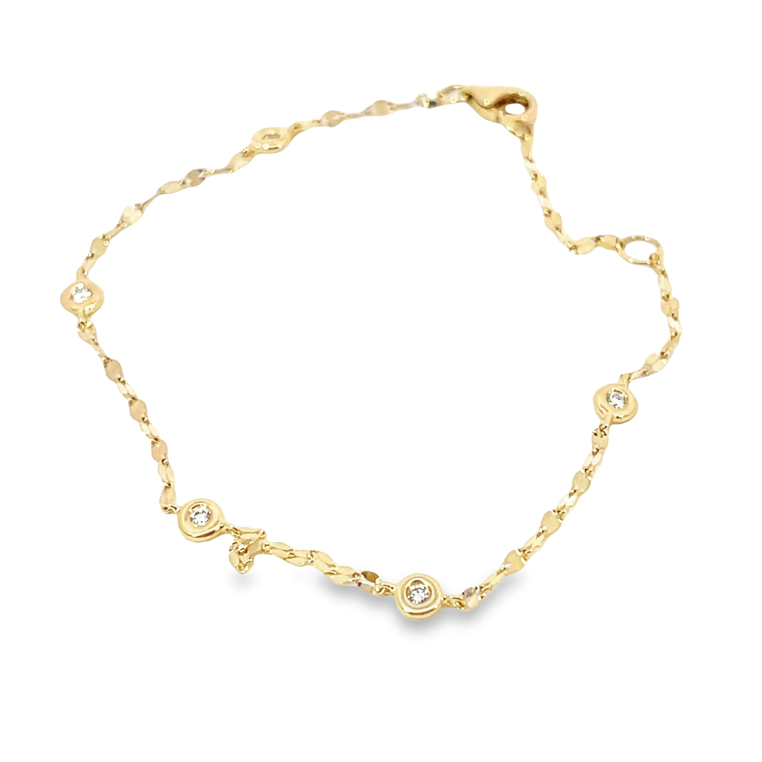 Shy Creation 5 Stone Diamond By The Yard Sparkle Chain Bracelet