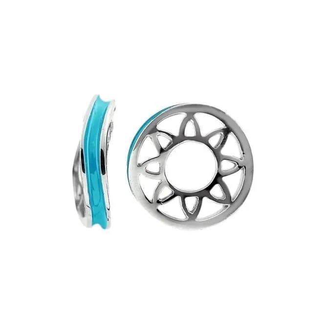 Silver & Turquoise Enamel Stacker Charm S428TQ