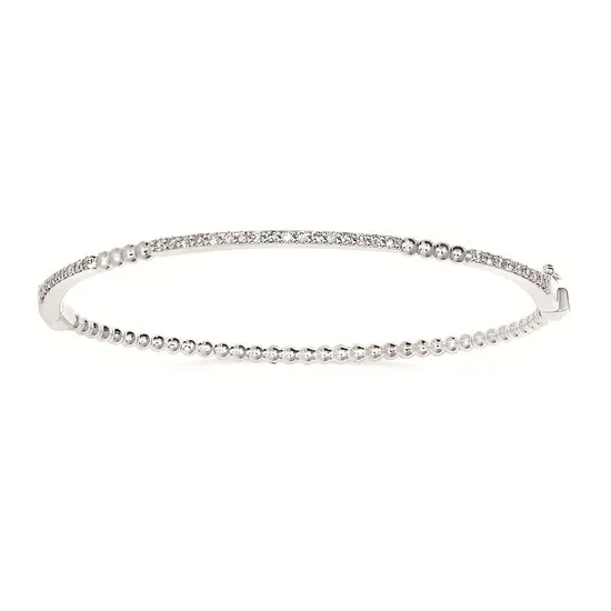 Silver Bangle with Diamonds