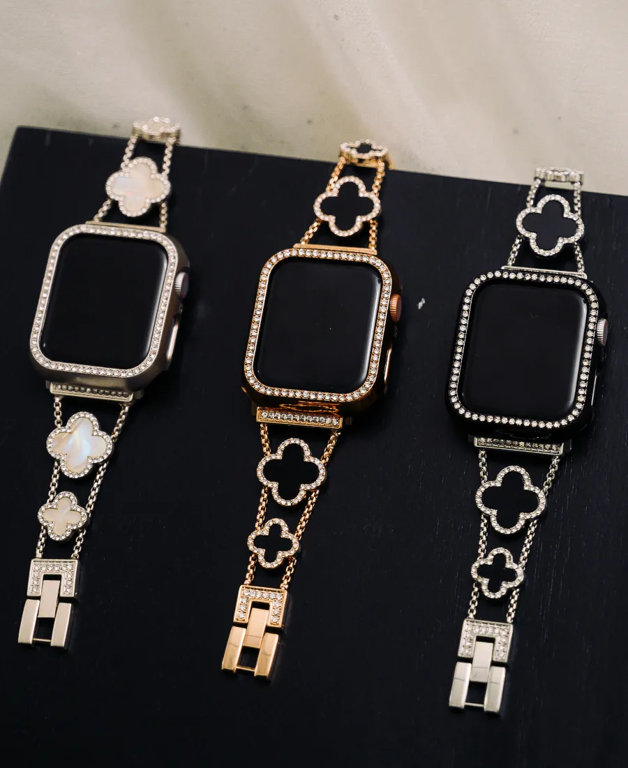 Silver Chrome Lucky Clover Watch Band