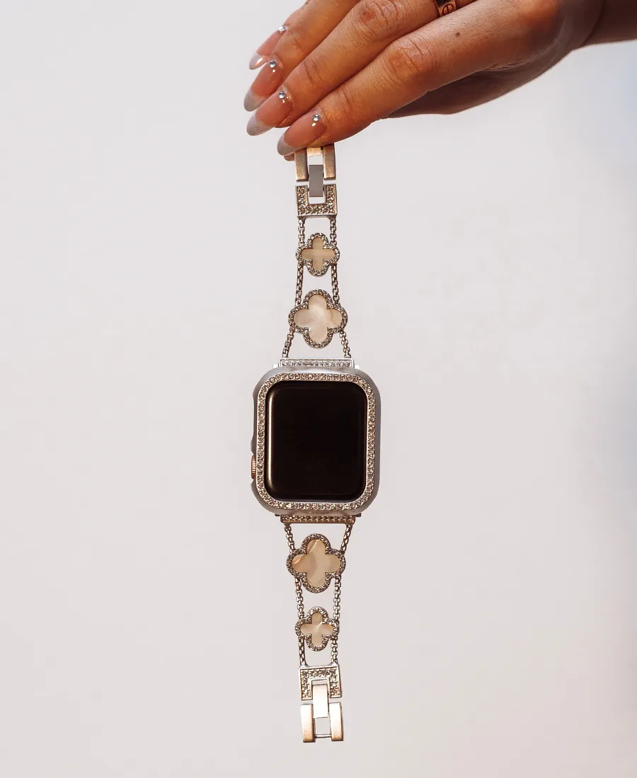 Silver Chrome Lucky Clover Watch Band