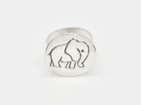Silver Elephant Ring - Elephant Disc Ring - Minimalist Animal Ring