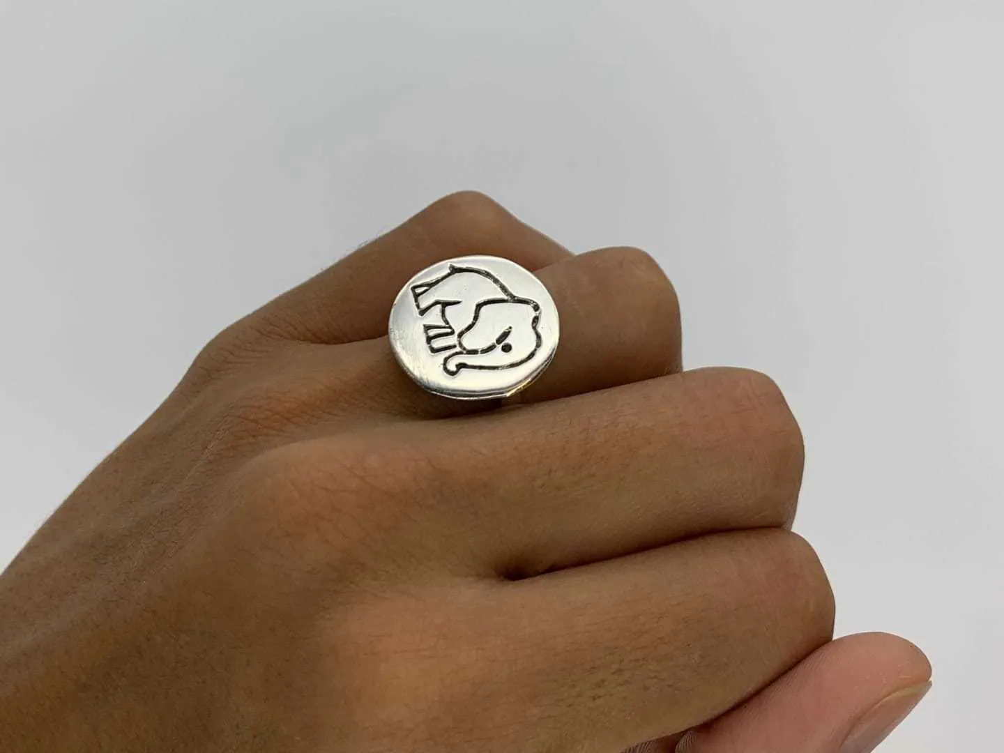 Silver Elephant Ring - Elephant Disc Ring - Minimalist Animal Ring