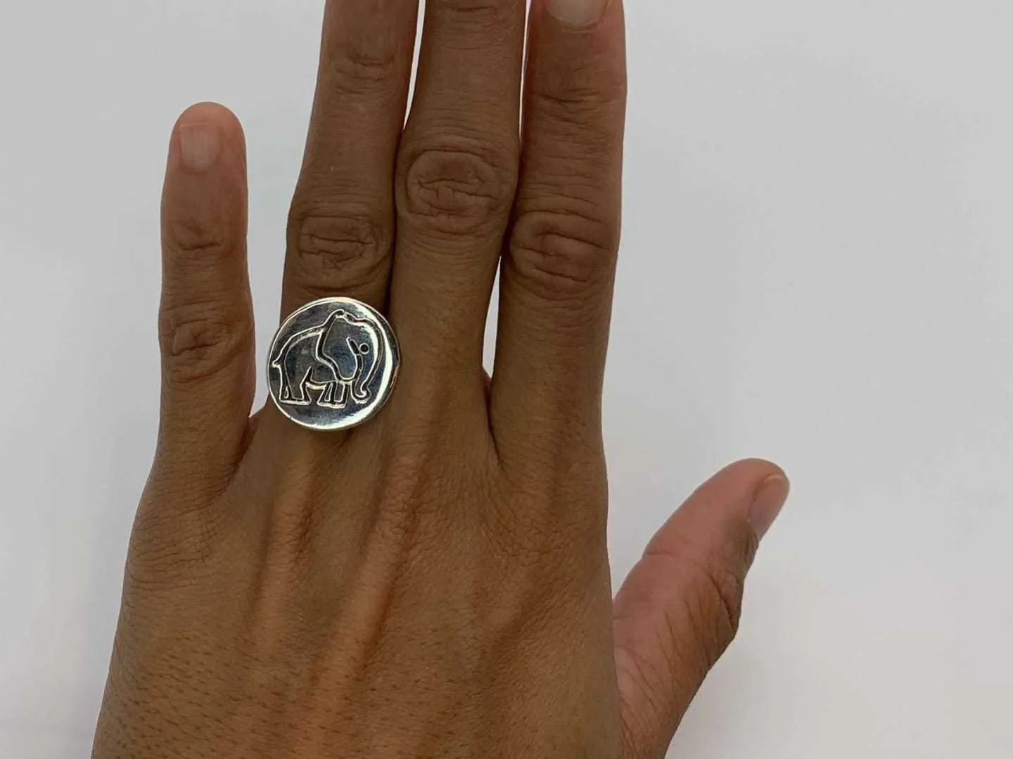 Silver Elephant Ring - Elephant Disc Ring - Minimalist Animal Ring