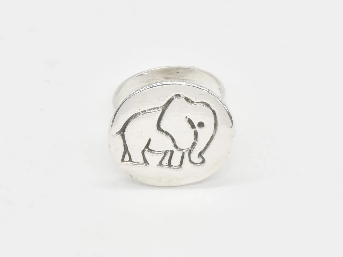 Silver Elephant Ring - Elephant Disc Ring - Minimalist Animal Ring