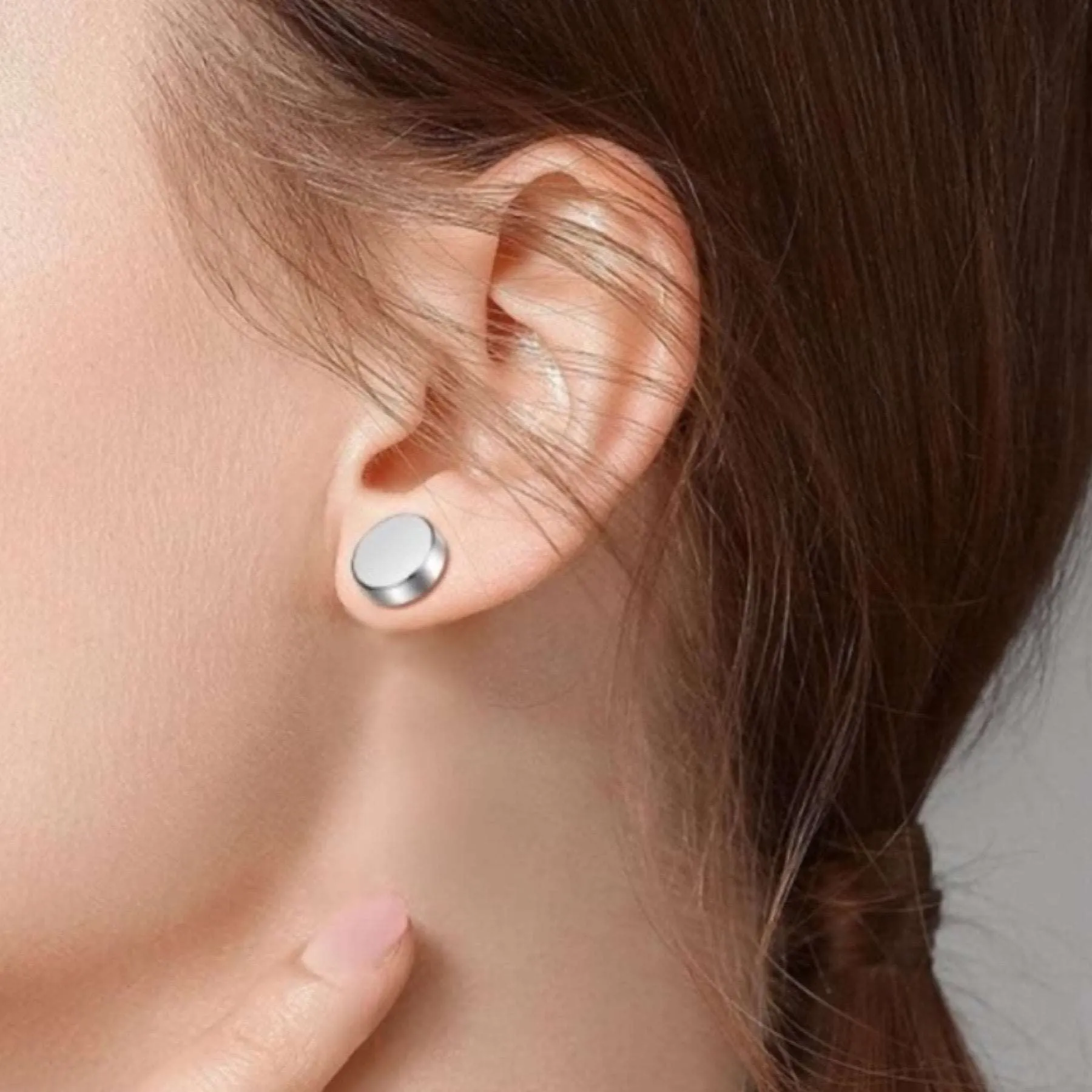 Silver Flat Barbell Earrings 10mm