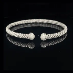 Silver two tone cz bangle Mesh style