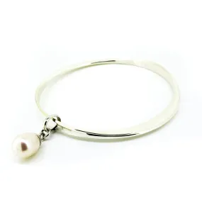 Silver Wave Pearl Bangle