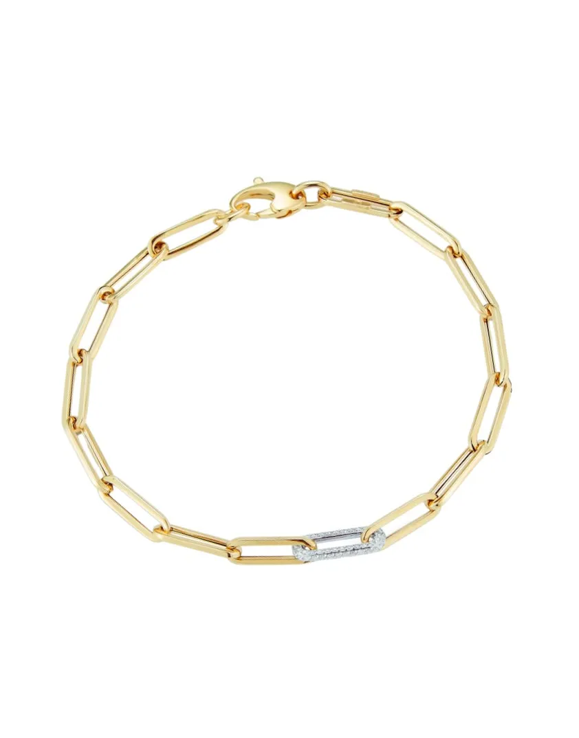 Single Diamond Link Paperclip Bracelet